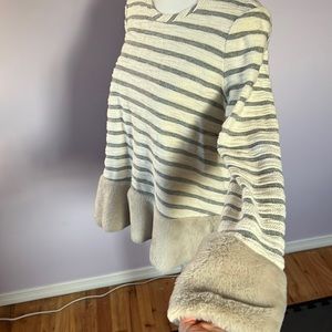Anthropologie fur trimmed top
